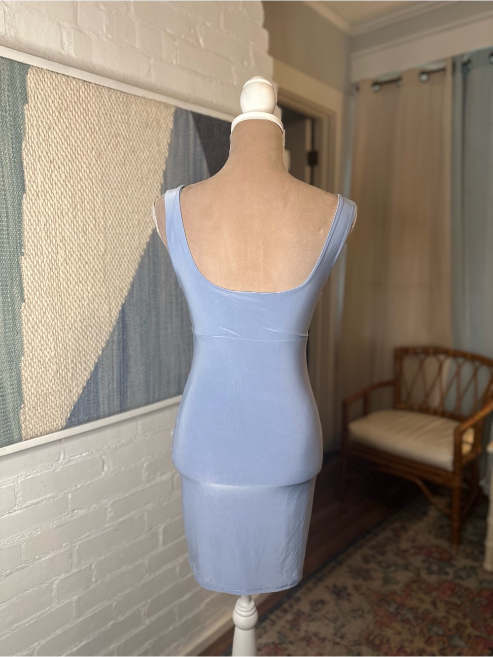 21 Saints Blue Criss Cross Bodycon Tank Dress - Picture 8 of 9